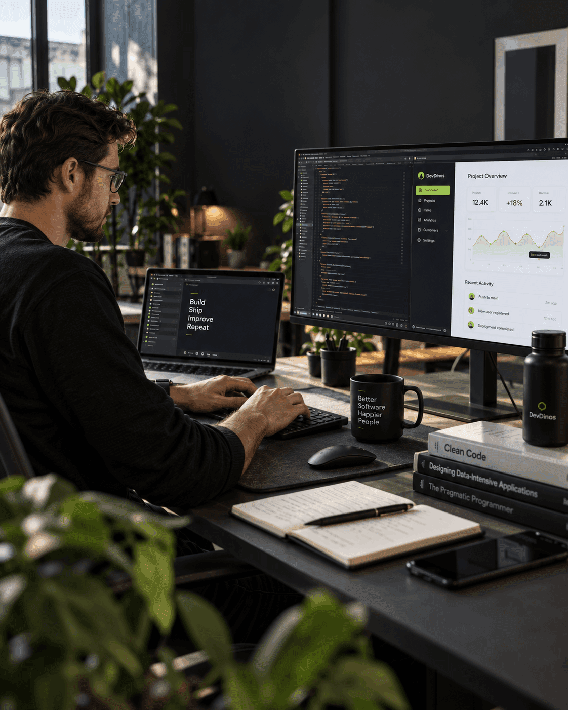 DevDinos developer building a software dashboard