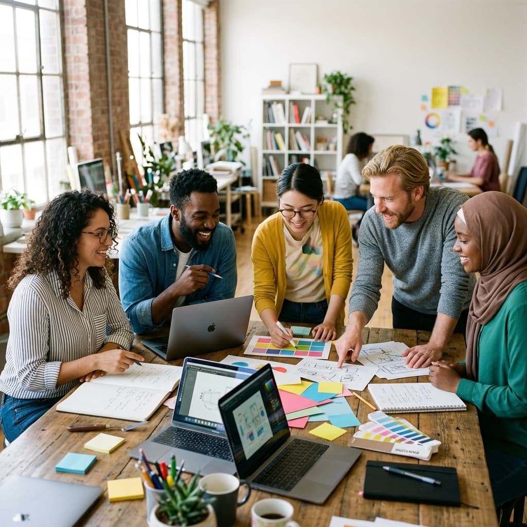 Diverse team meeting